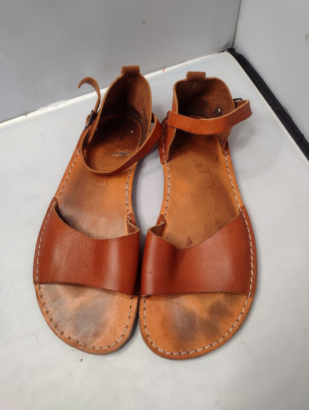 Crupon Handmade Leather Febo Sandals Size 41 Brown Tan Minimalist N